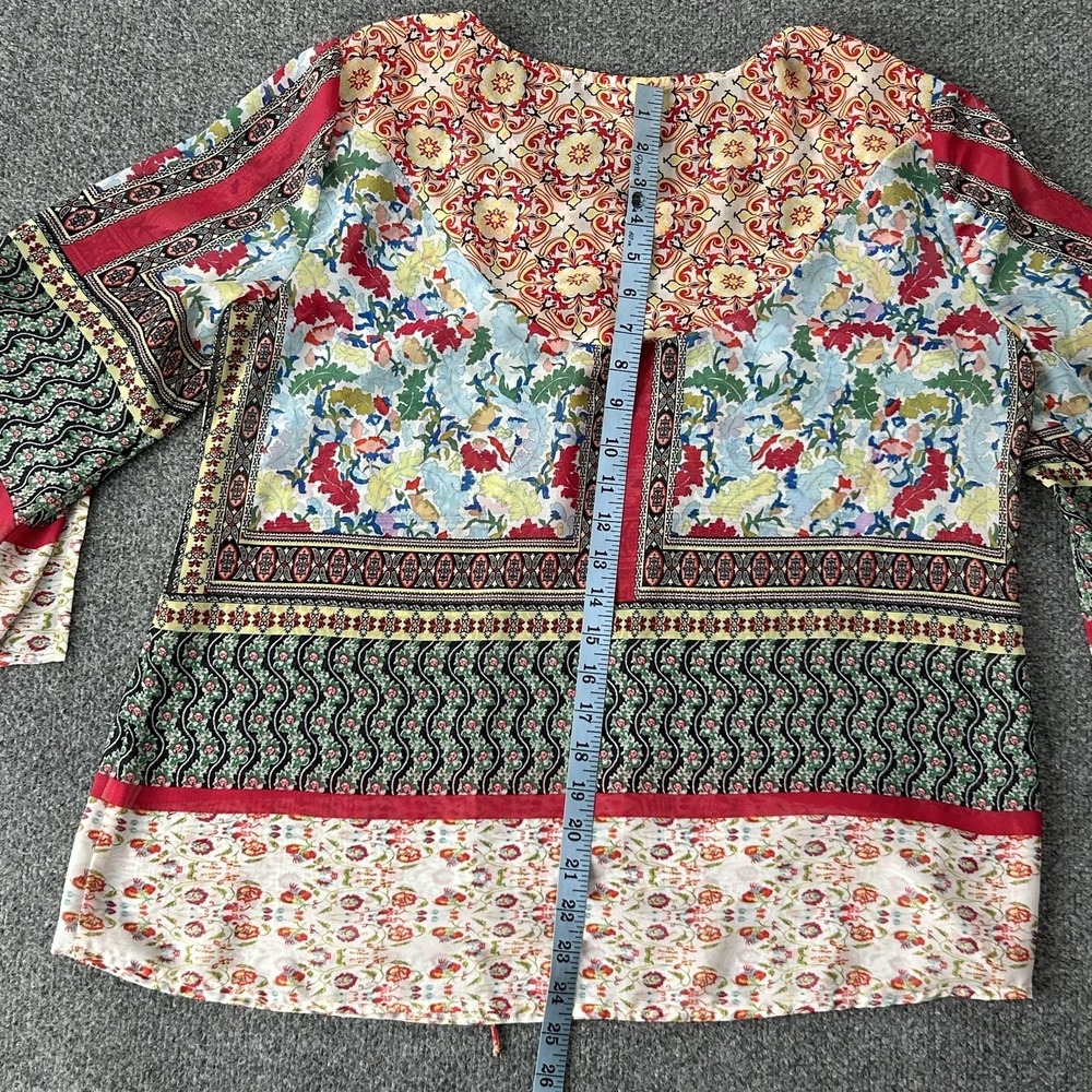 Fig And Flower Blouse Womens Large Multicolor‎ Boho Floral Peasant Top PAT1485 - Picture 11 of 12